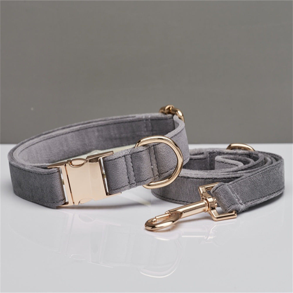 Premium Velvet Dog Collar & Leash Set