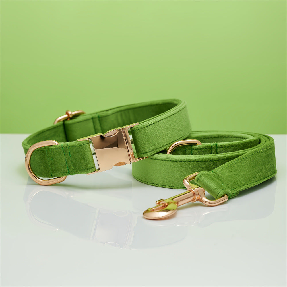 Premium Velvet Dog Collar & Leash Set